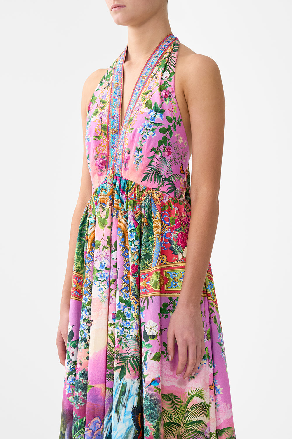 RUFFLE HEM HALTER DRESS TURKISH DELIGHT