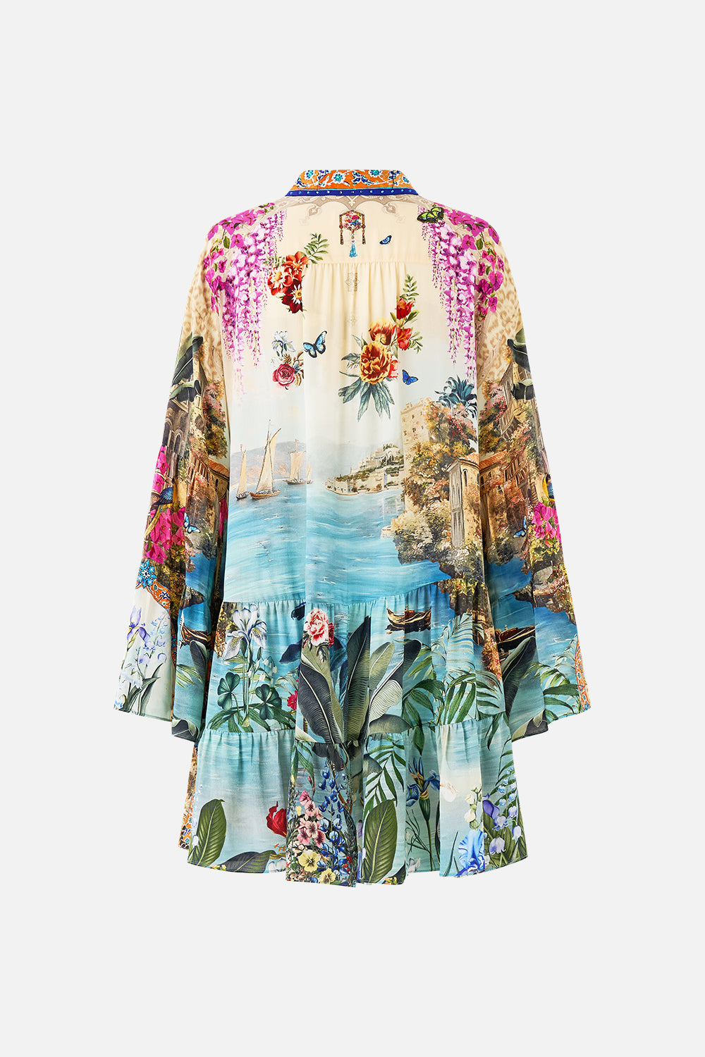 TIERED DRESS WITH COLLAR BODRUM BOTANICALS