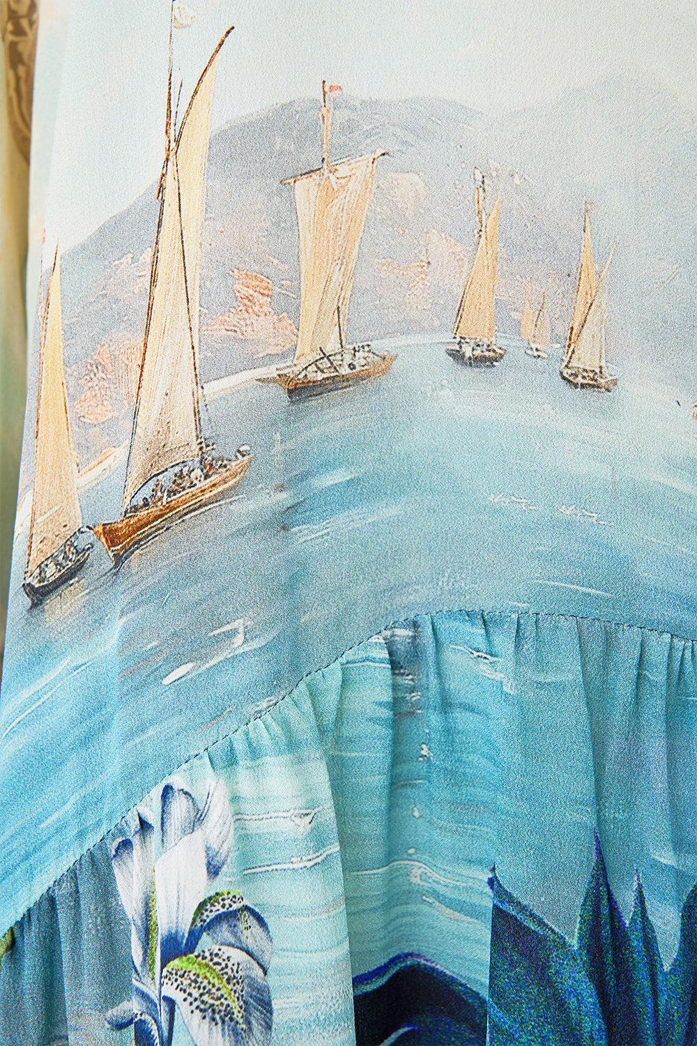 TIERED DRESS WITH COLLAR BODRUM BOTANICALS