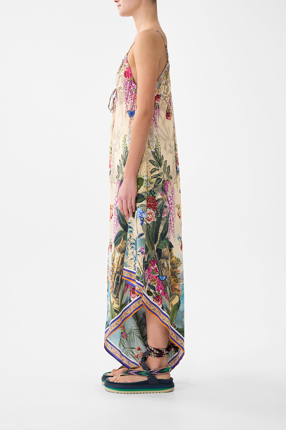 DRAPED JUMPSUIT WITH STRAPS BODRUM BOTANICALS
