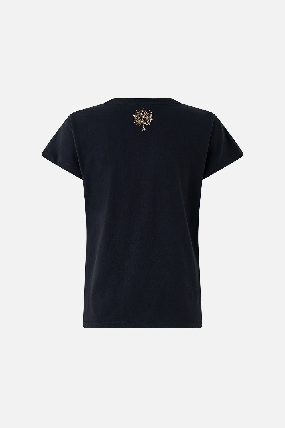 SLIM FIT ROUND NECK T-SHIRT - BLACK FELINE FOLKLORE