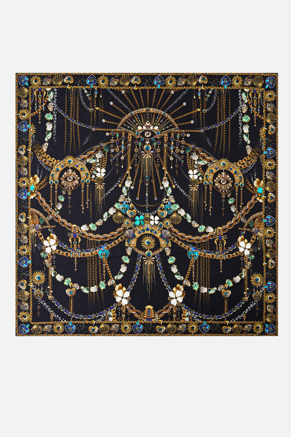 LARGE CRYSTALLED SILK SQUARE SCARF AMULETS AND ALCHEMY