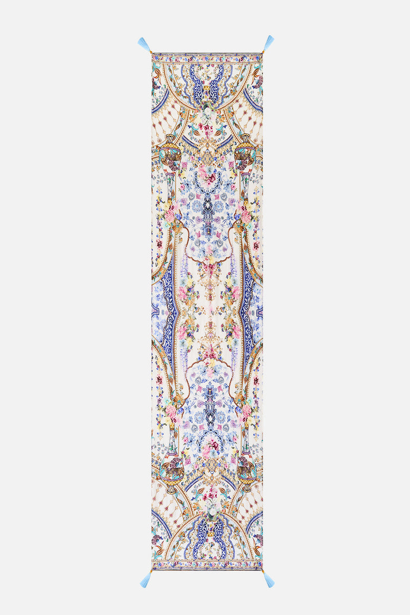 LONG SILK CRINKLE CHIFFON SCARF FOOTSTEPS IN FOLKLORE