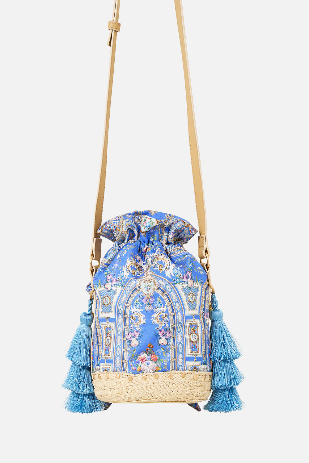 TIE TOP BUCKET BAG WITH TASSELS OTTOMAN OPULENCE