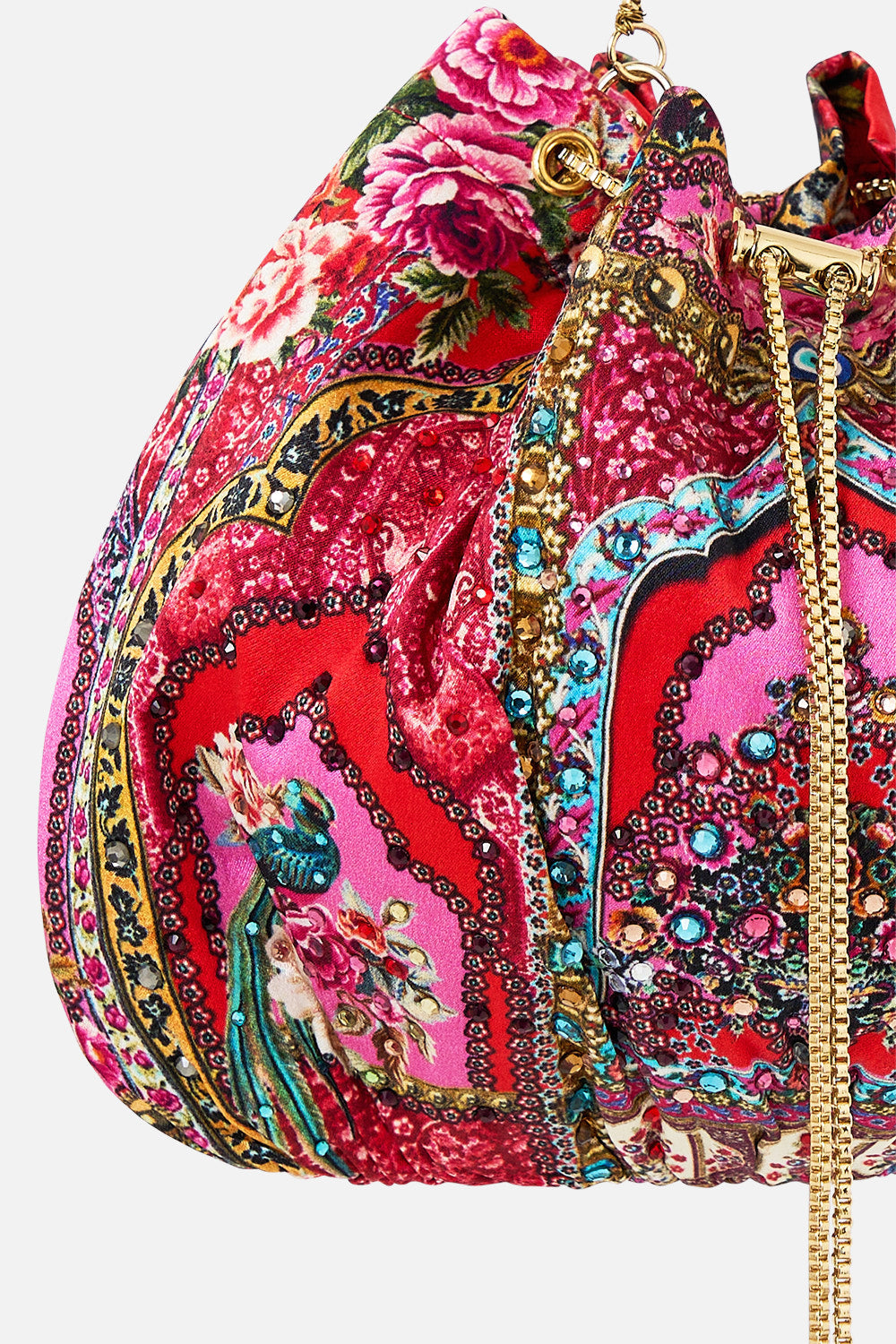 DRAWSTRING POUCH BAG WITH CHAIN STRAP HEIRLOOM EMPIRE