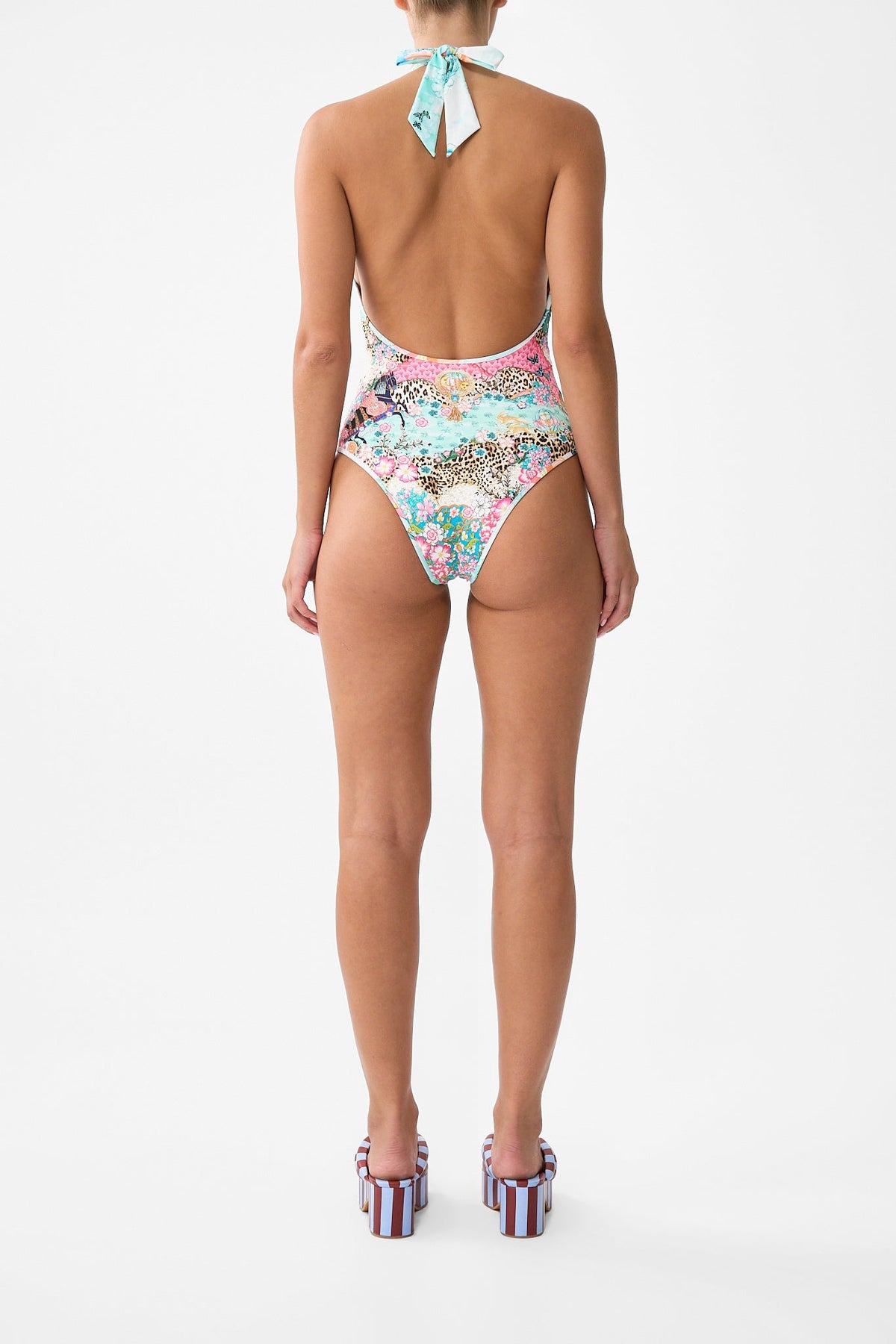 REVERSIBLE BIND EDGE V NECK HALTER ONE PIECE MINIATURE MOMENTS