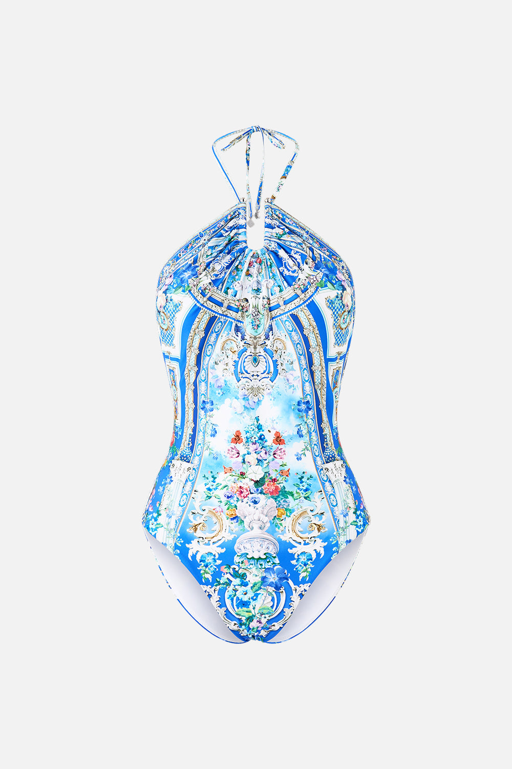 DIAMOND NECK HALTER ONE PIECE WITH U RING FRONT OTTOMAN OPULENCE