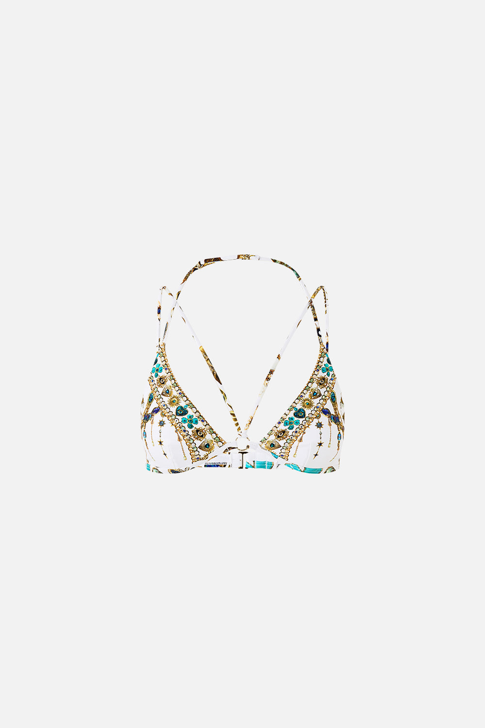 MULTI STRAP HALTER TRI BIKINI TOP WITH TRIM CHAIN GANG