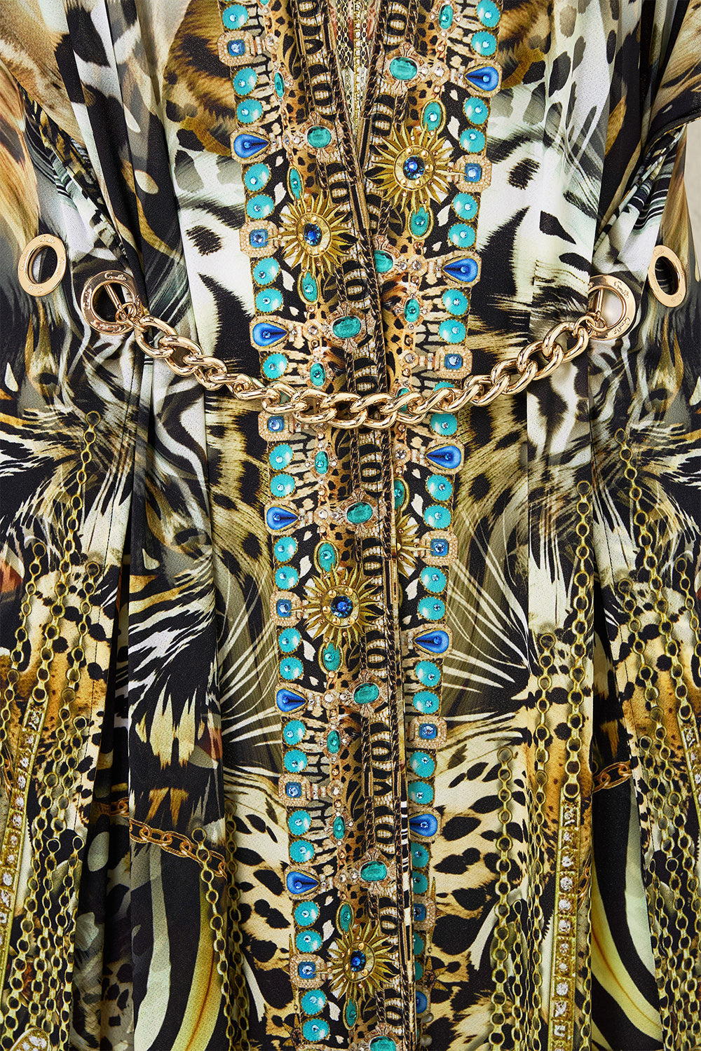 FRONT SPLIT BEACH MAXI DRESS WITH CHAIN FELINE FOLKLORE