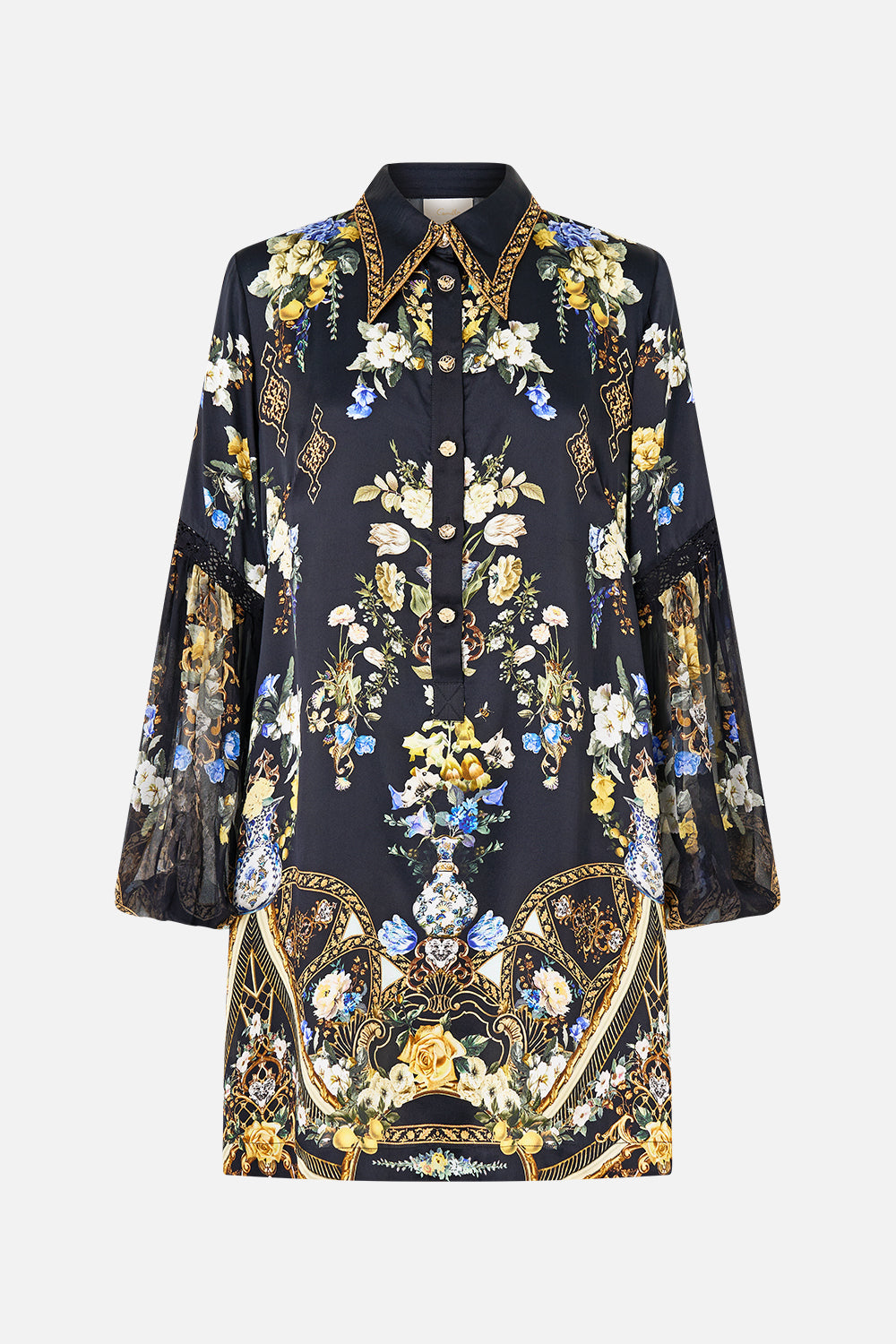 SHIRT DRESS WITH BLOUSON SLEEVE OTTOMAN ELEGANCE