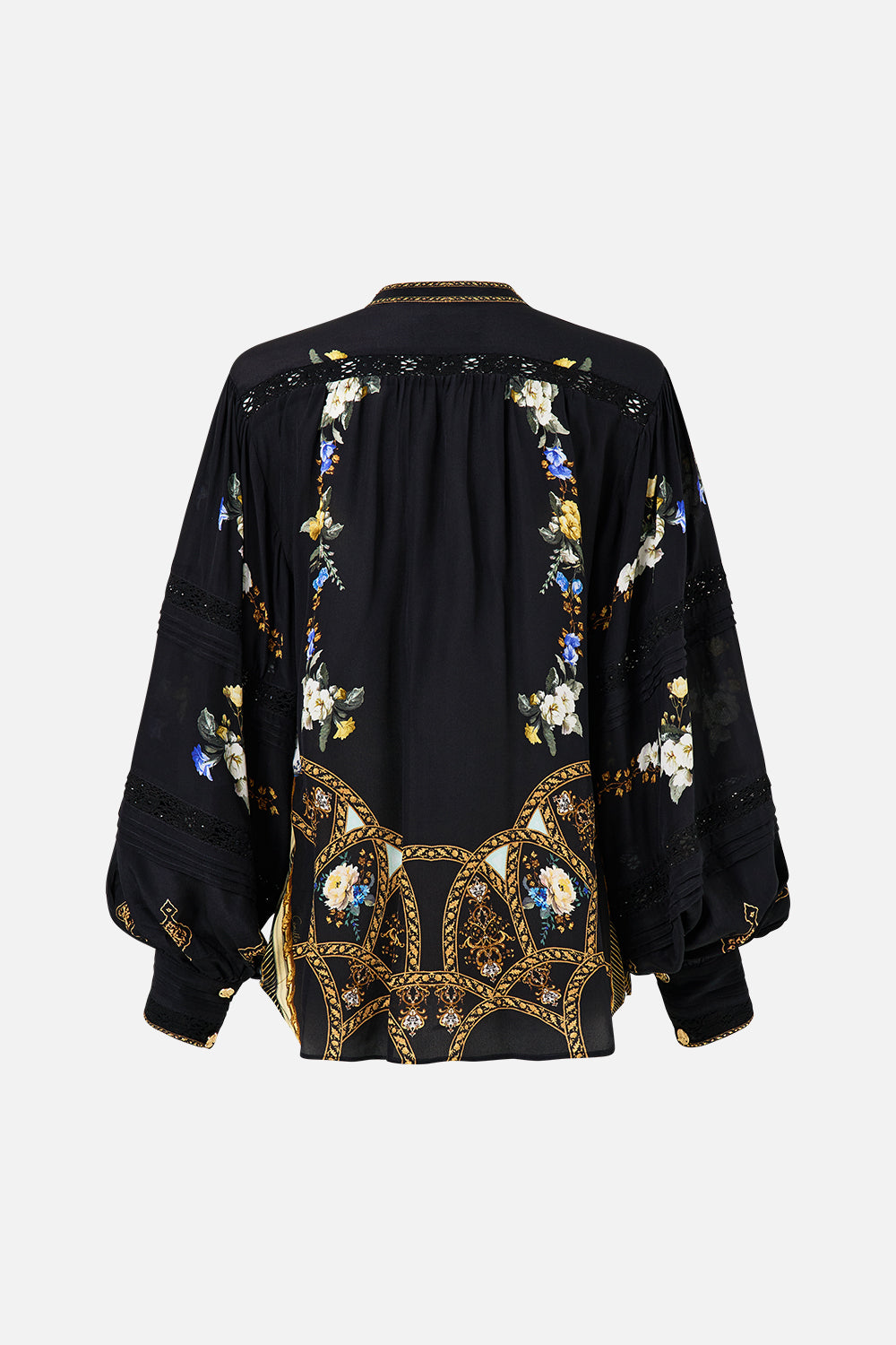 BLOUSON SLEEVE BLOUSE WITH YOKE OTTOMAN ELEGANCE