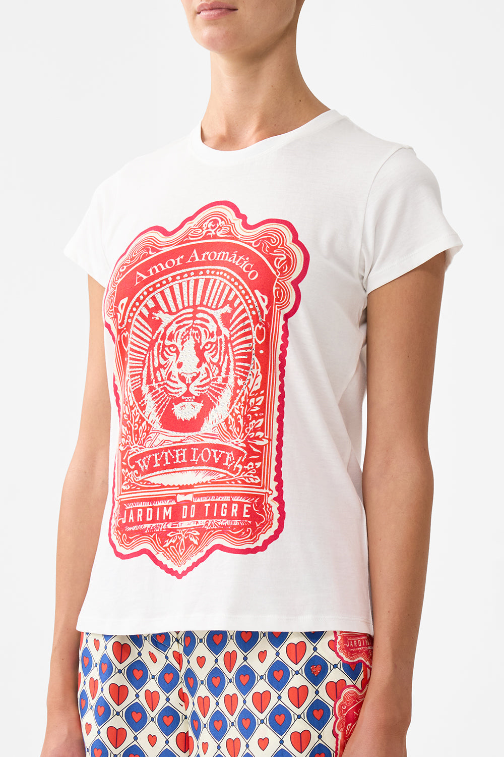 The CAMILLA Slim Fit Round Neck T-Shirt in our Rinse & Roar print.