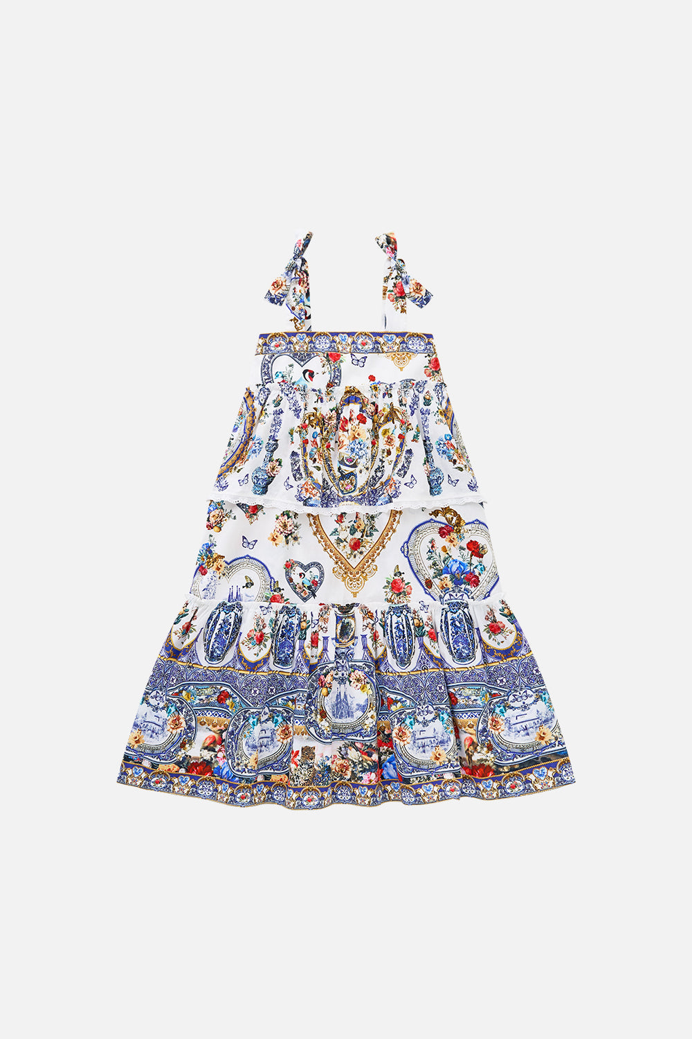 KIDS TIERED MAXI DRESS WITH BOW STRAPS THE POTTERY PARLOUR