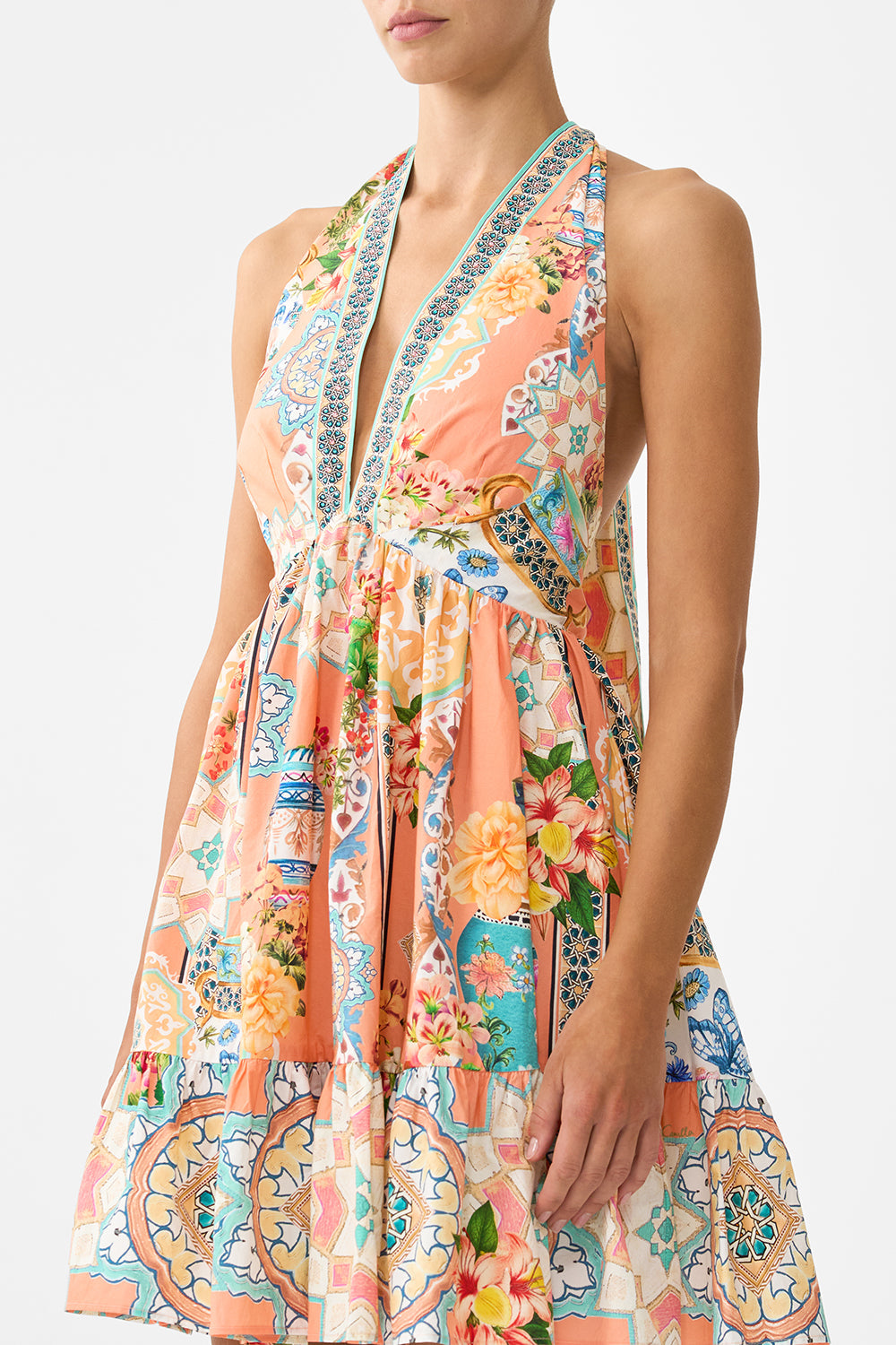 RUFFLE HEM HALTER SHORT DRESS MEET ME IN MALLORCA