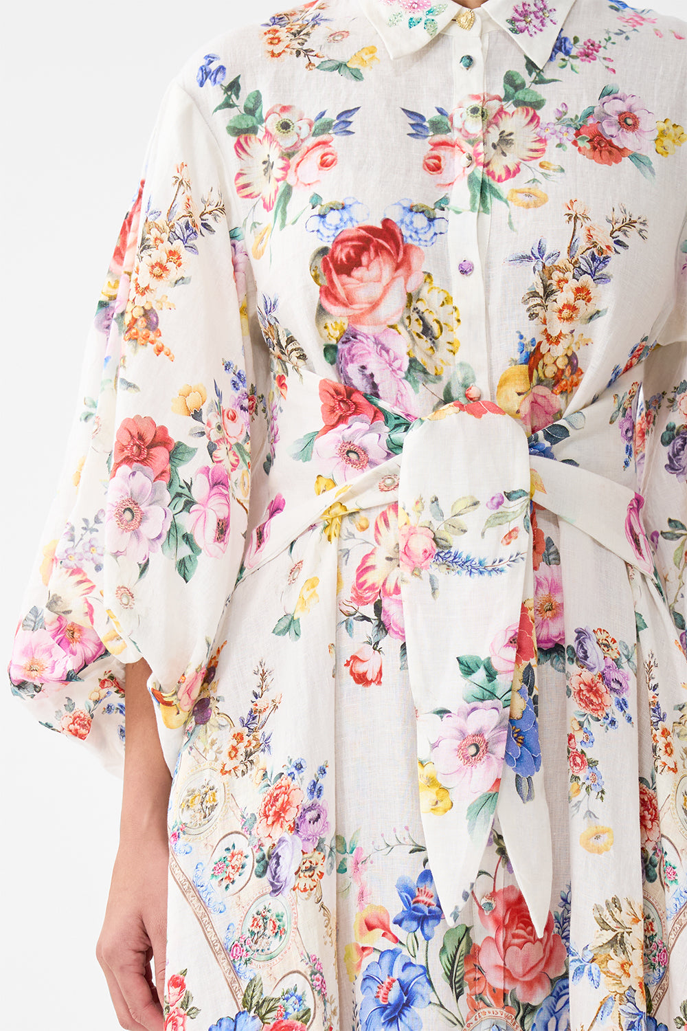 WAIST TIE SHIRT DRESS WITH BUBBLE SLEEVE I LEFT MY HEART IN GRANADA