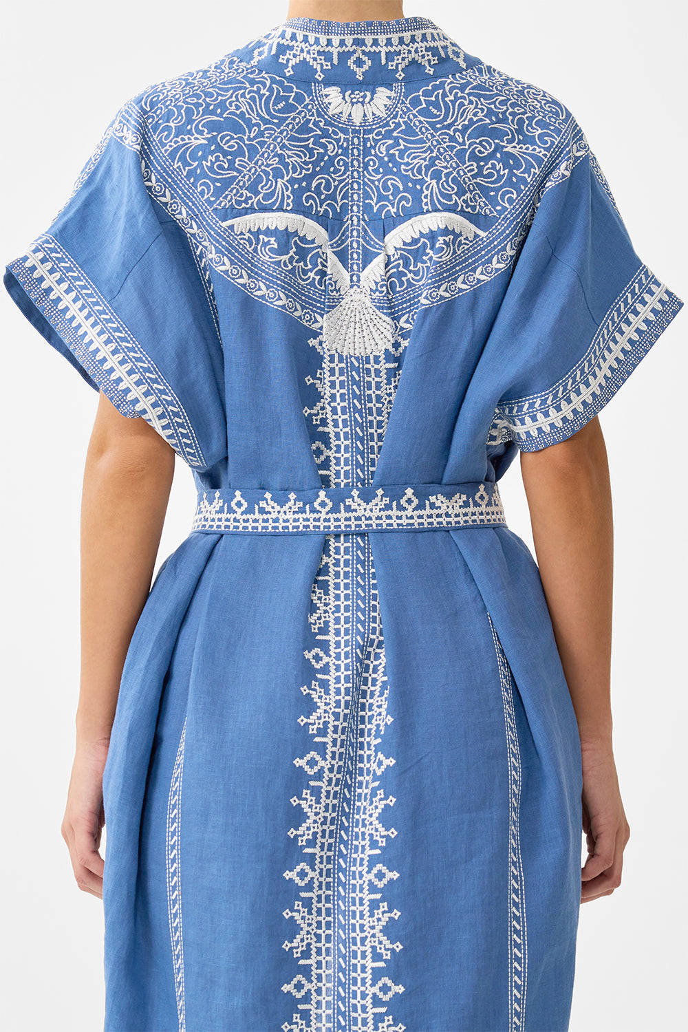 SHORT SLEEVE KAFTAN WITH TIE WAIST DE NADA GRANADA