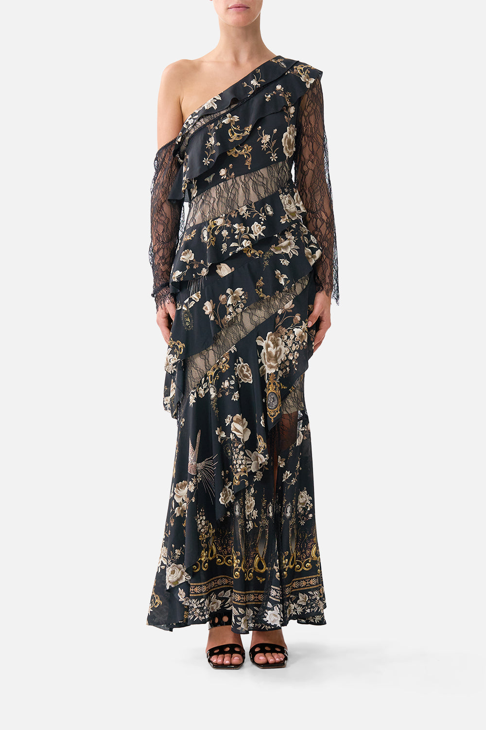 ASYMMETRIC FRILL PANELLED DRESS FLAMENCO FOLKLORE