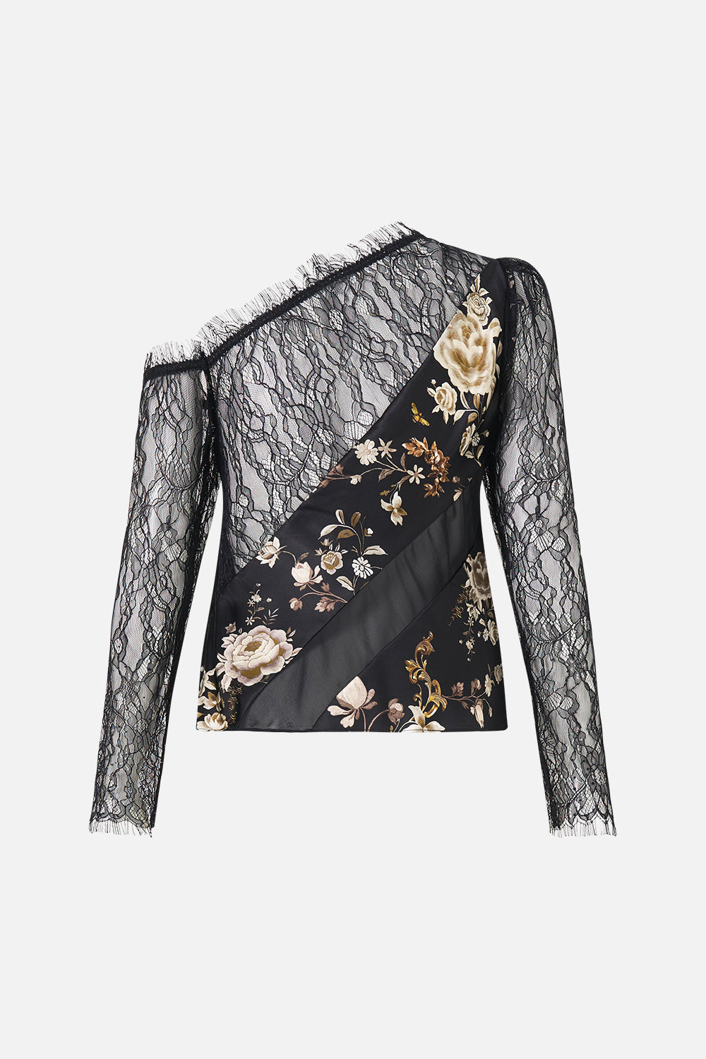 LACE SPLICE ONE SHOULDER TOP FLAMENCO FOLKLORE