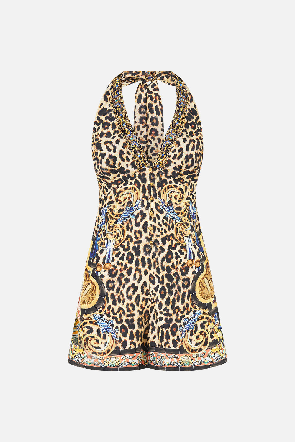 BUTTON FRONT HALTER PLAYSUIT SEVILLIAN STYLE