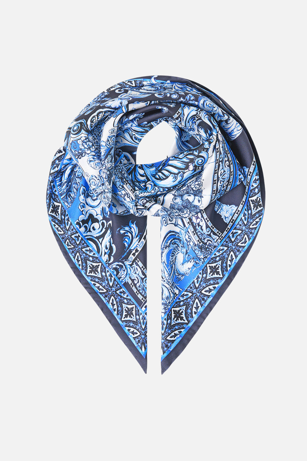 PRINTED SILK TWILL SQUARE SCARF A TILED WONDERLAND