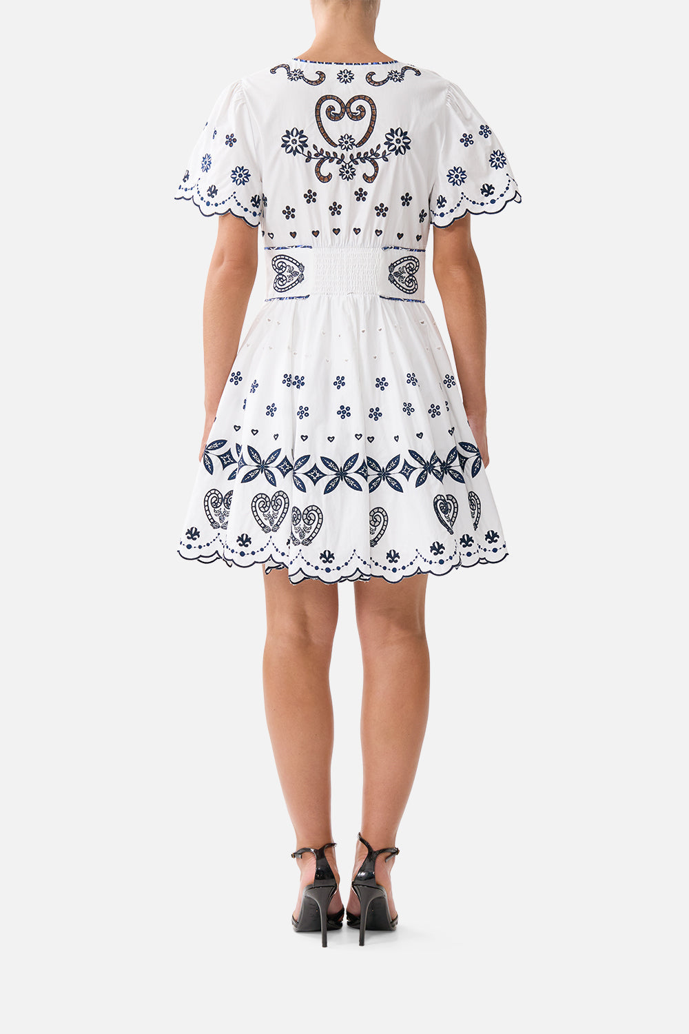 DEEP V MINI DRESS WITH TIES A TILED WONDERLAND