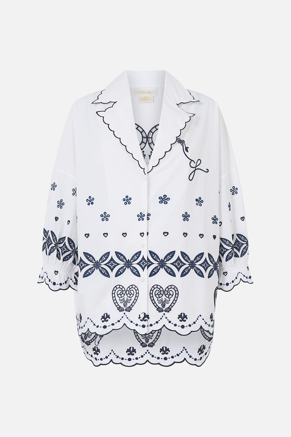 SHIRT WITH GATHERED CUFF A TILED WONDERLAND