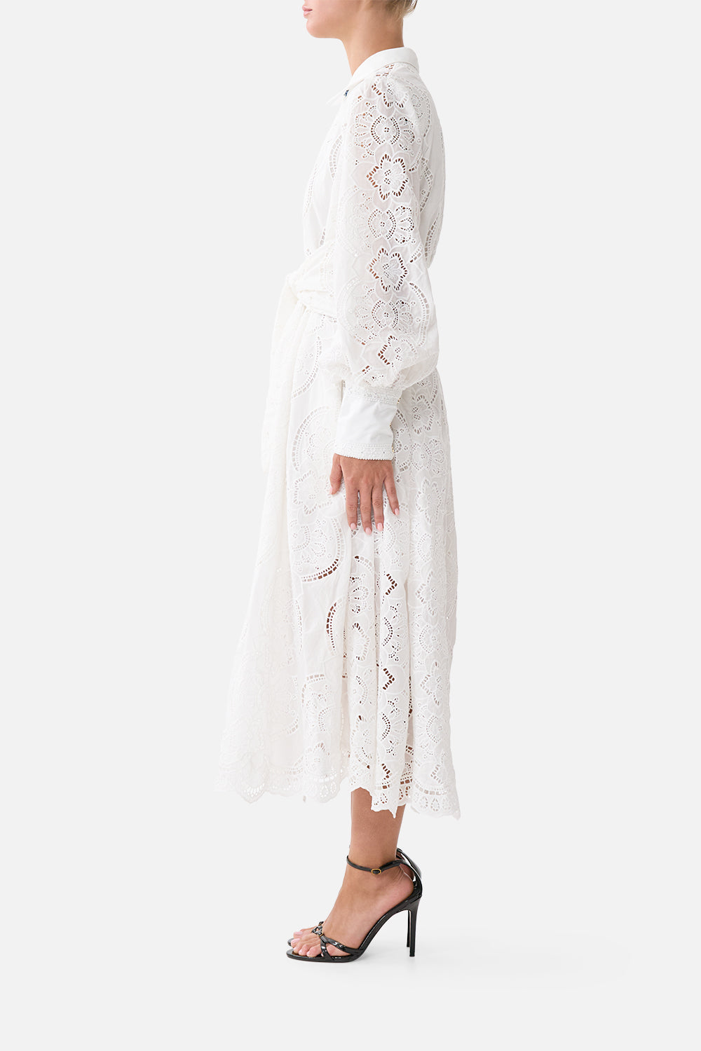 WAIST TIE SHIRT DRESS A TILED WONDERLAND
