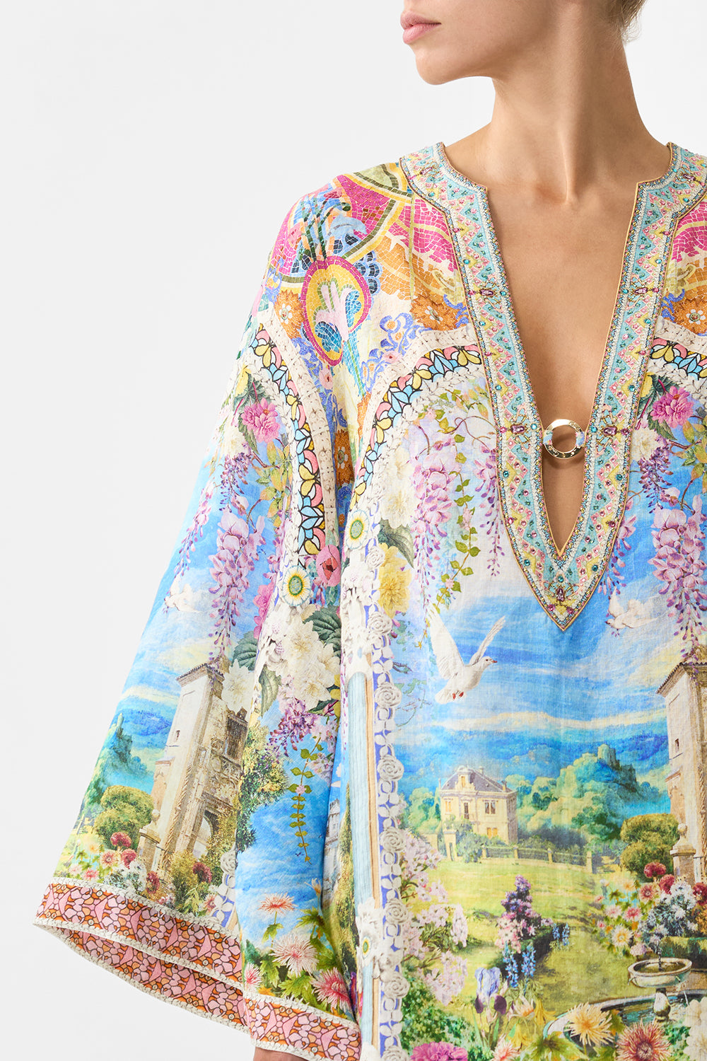 DEEP V NECK HARDWARE SHORT KAFTAN NAVÀS NOUVEAU