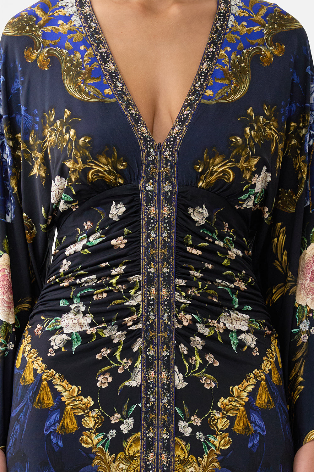 WIDE SLEEVE GATHERED MIDI DRESS NOTES FROM THE BLUE ROOM