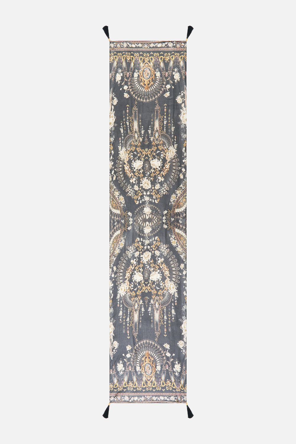 LONG SILK CRINKLE CHIFFON SCARF FLAMENCO FOLKLORE