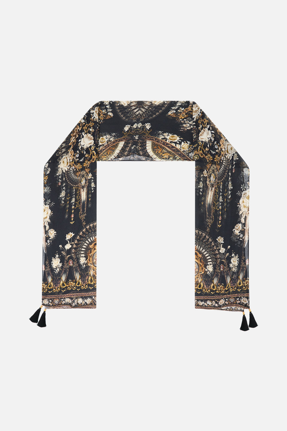 LONG SILK CRINKLE CHIFFON SCARF FLAMENCO FOLKLORE