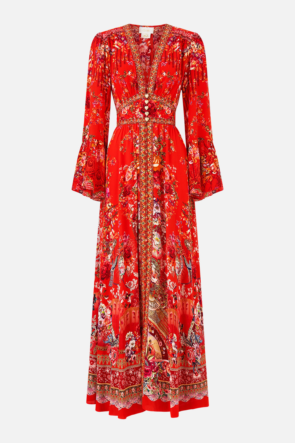 SHAPED WAISTBAND DRESS WITH RUFFLE SLEEVE OLÉ OLÉ