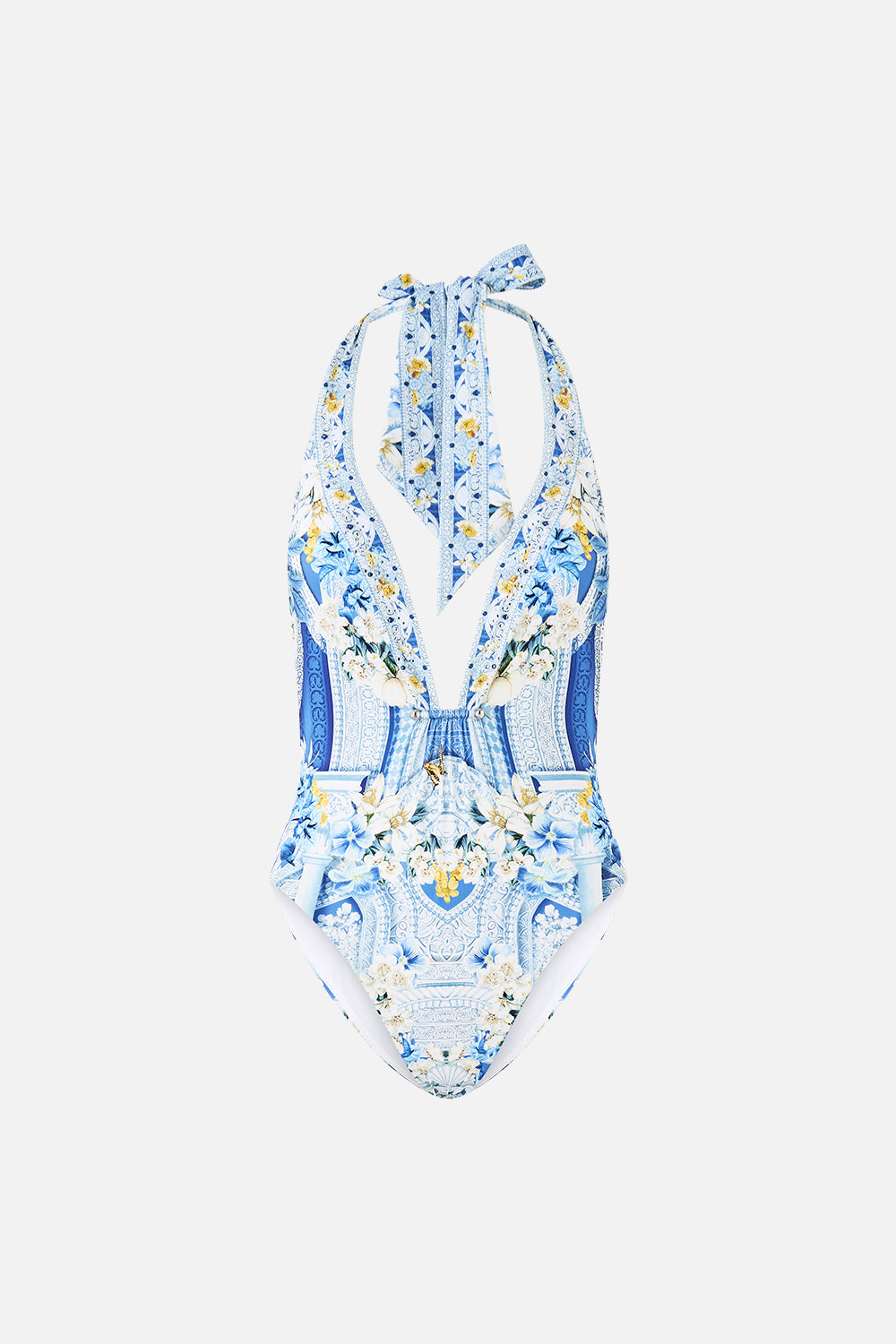 PLUNGE HALTER ONE PIECE WITH BAR FRONT TRIM DE NADA GRANADA