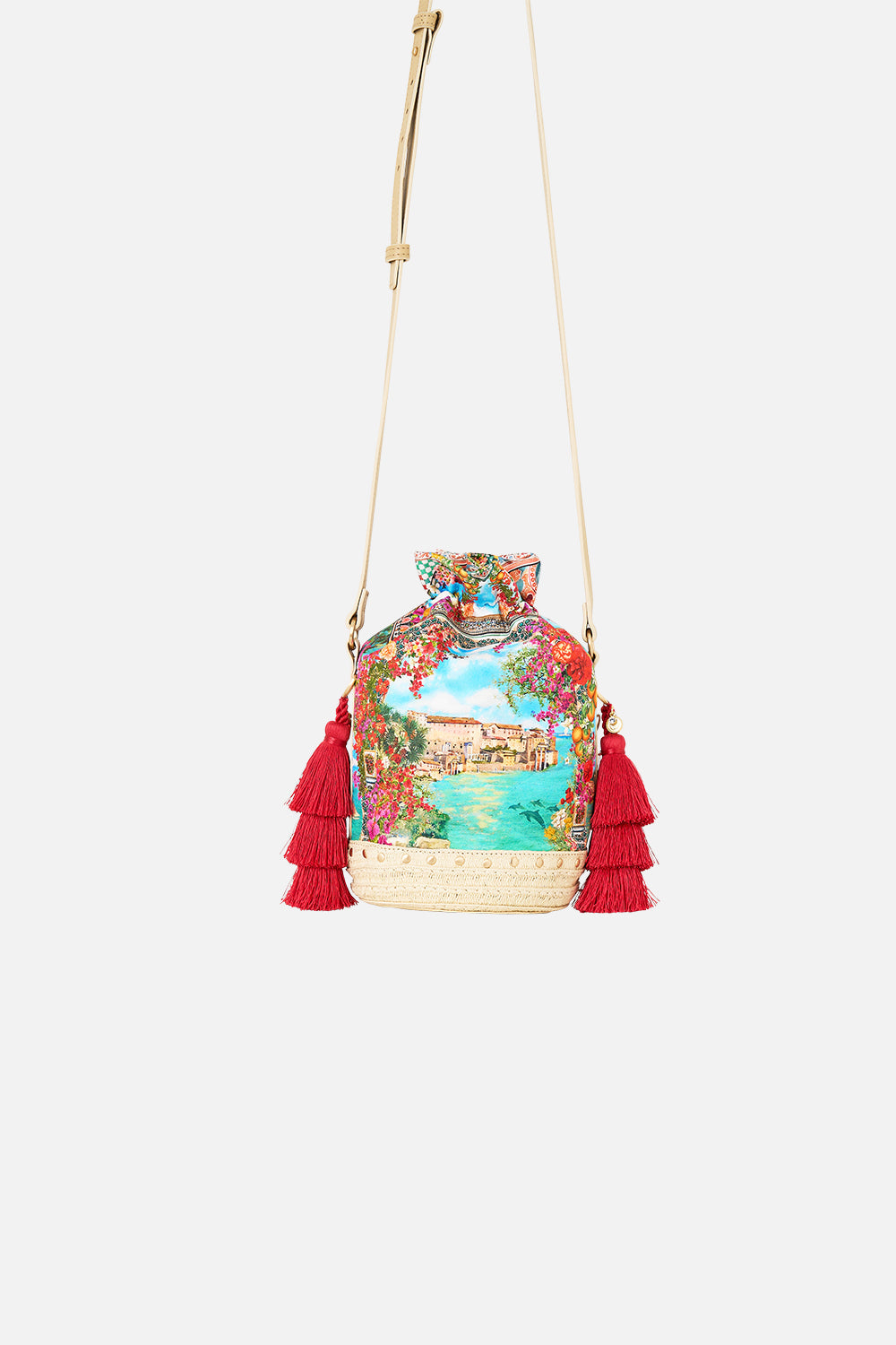 TIE TOP BUCKET BAG WITH TASSELS MEET ME IN MALLORCA