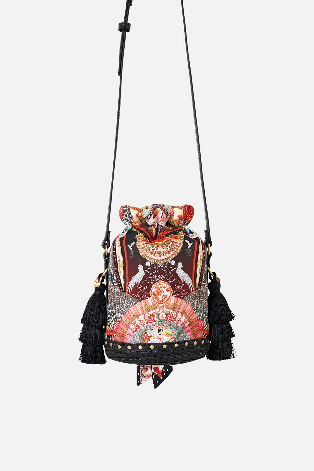 TIE TOP BUCKET BAG WITH TASSELS DAUGHTERS OF DUENDE