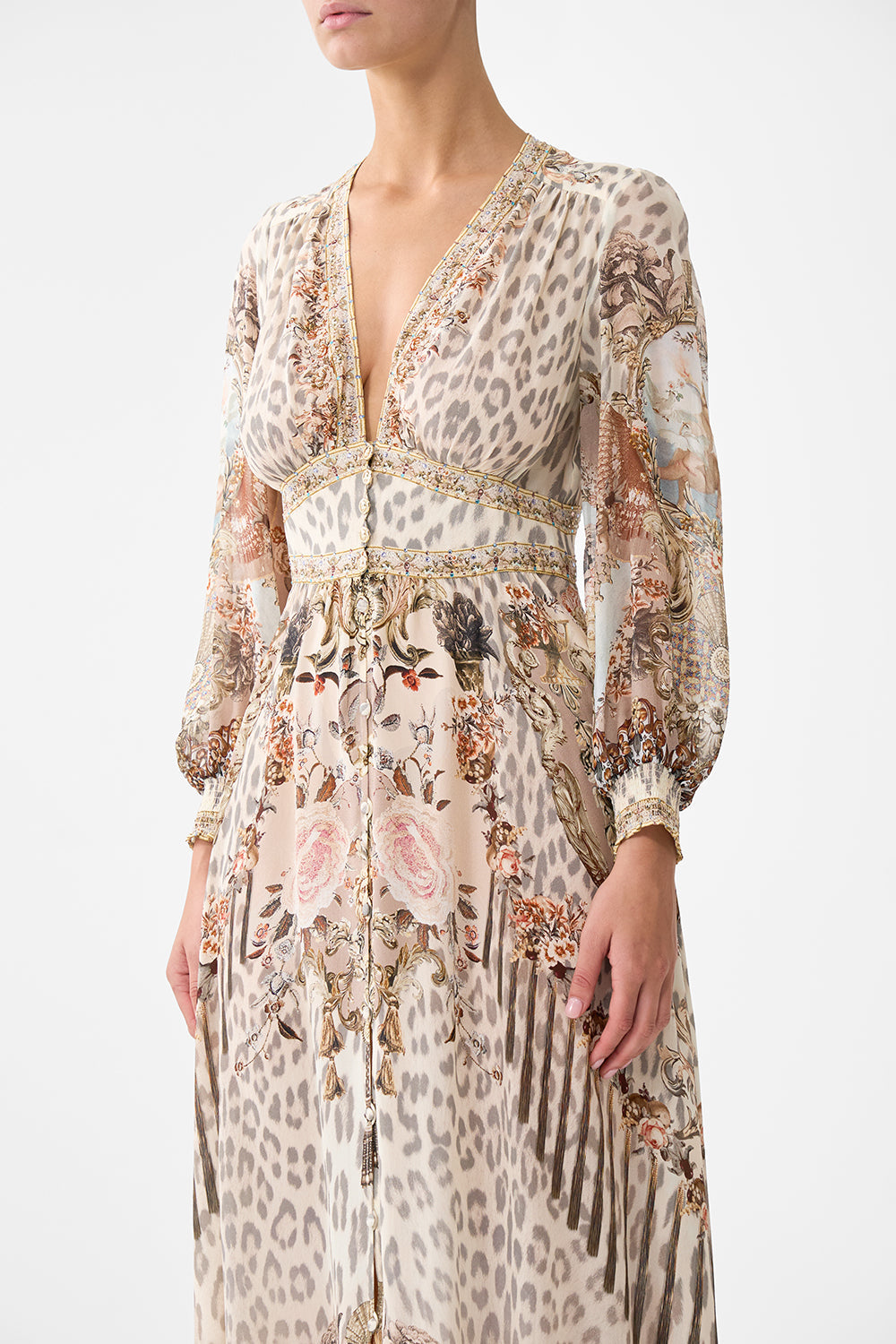 BUTTON DRESS WITH SHAPED WAISTBAND ARANJUEZ ANIMALIA