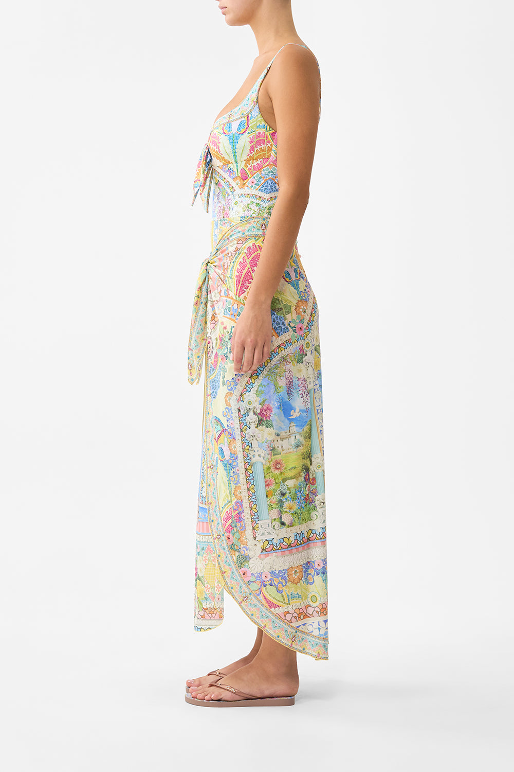 LAYERED LONG SARONG SKIRT WITH TIE FRONT NAVÀS NOUVEAU