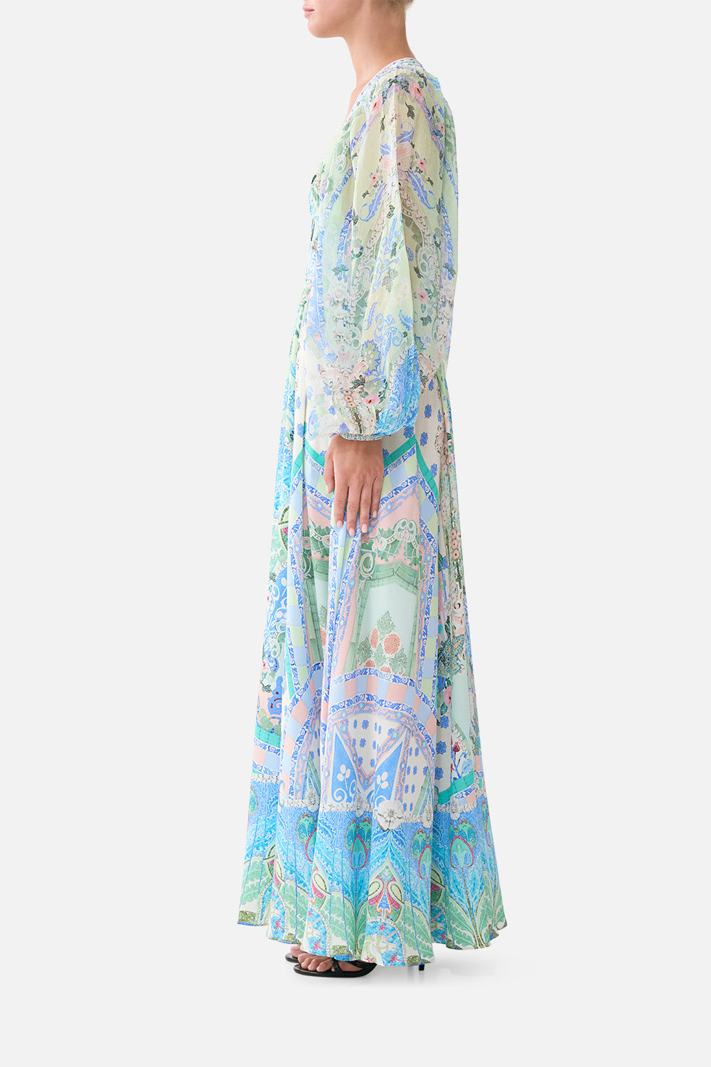 LACE UP FRONT LONG DRESS MIDSUMMER MOSAICS