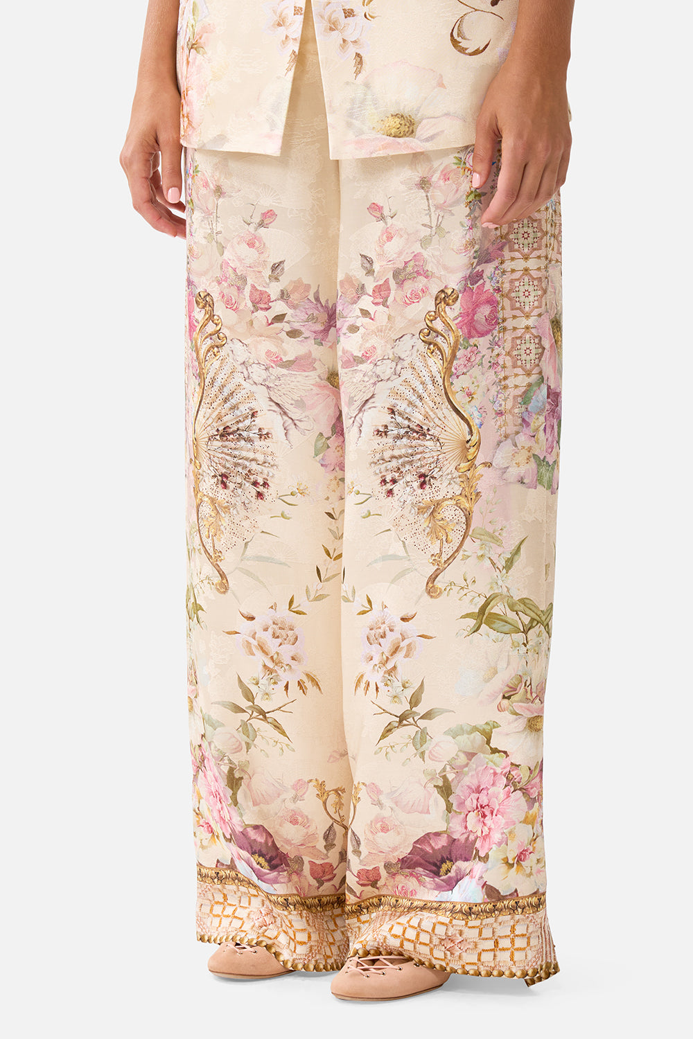 WIDE LEG WAISTED PANT ADORNED IN ARANJUEZ
