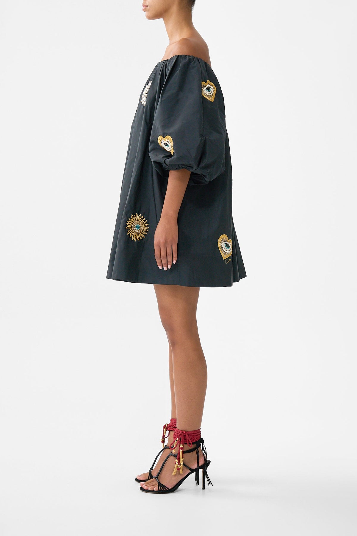 OFF SHOULDER PUFF DRESS AMULETS AND ALCHEMY