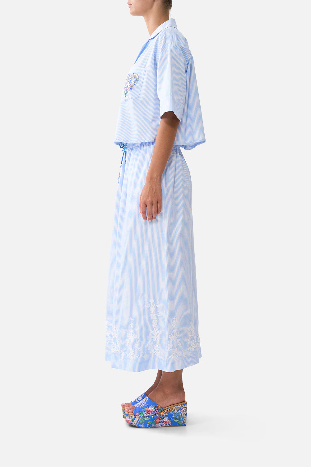 CROPPED CAMP COLLAR BLOUSE OTTOMAN OPULENCE