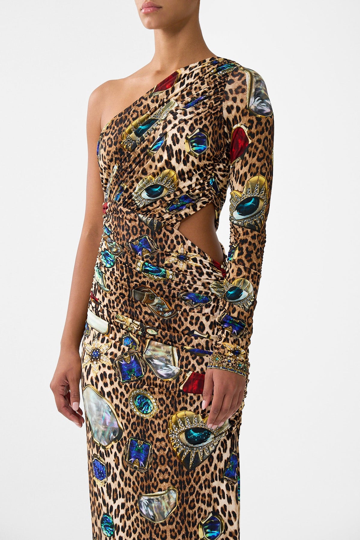 ONE SHOULDER JERSEY CUT OUT DRESS NAZAR NIRVANA