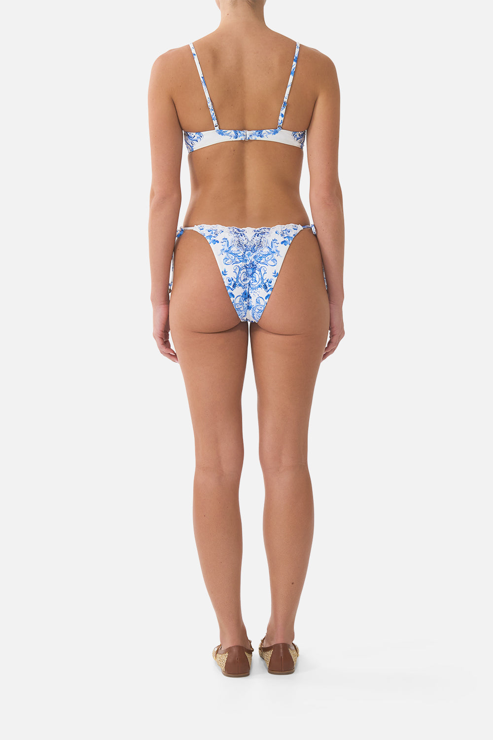 DIP WAIST CHEEKY BIKINI BOTTOM WITH TIE SIDES CERAMIC PANORAMIC