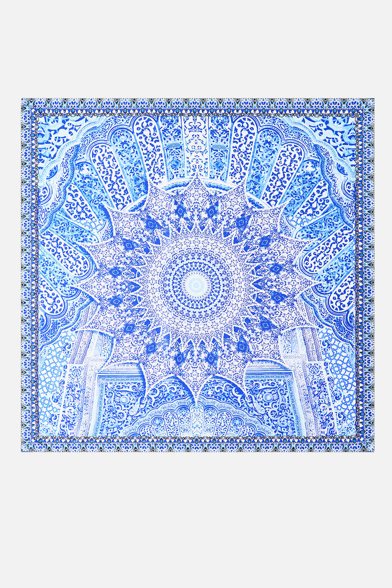 LARGE CRYSTALLED SILK SQUARE SCARF DE NADA GRANADA