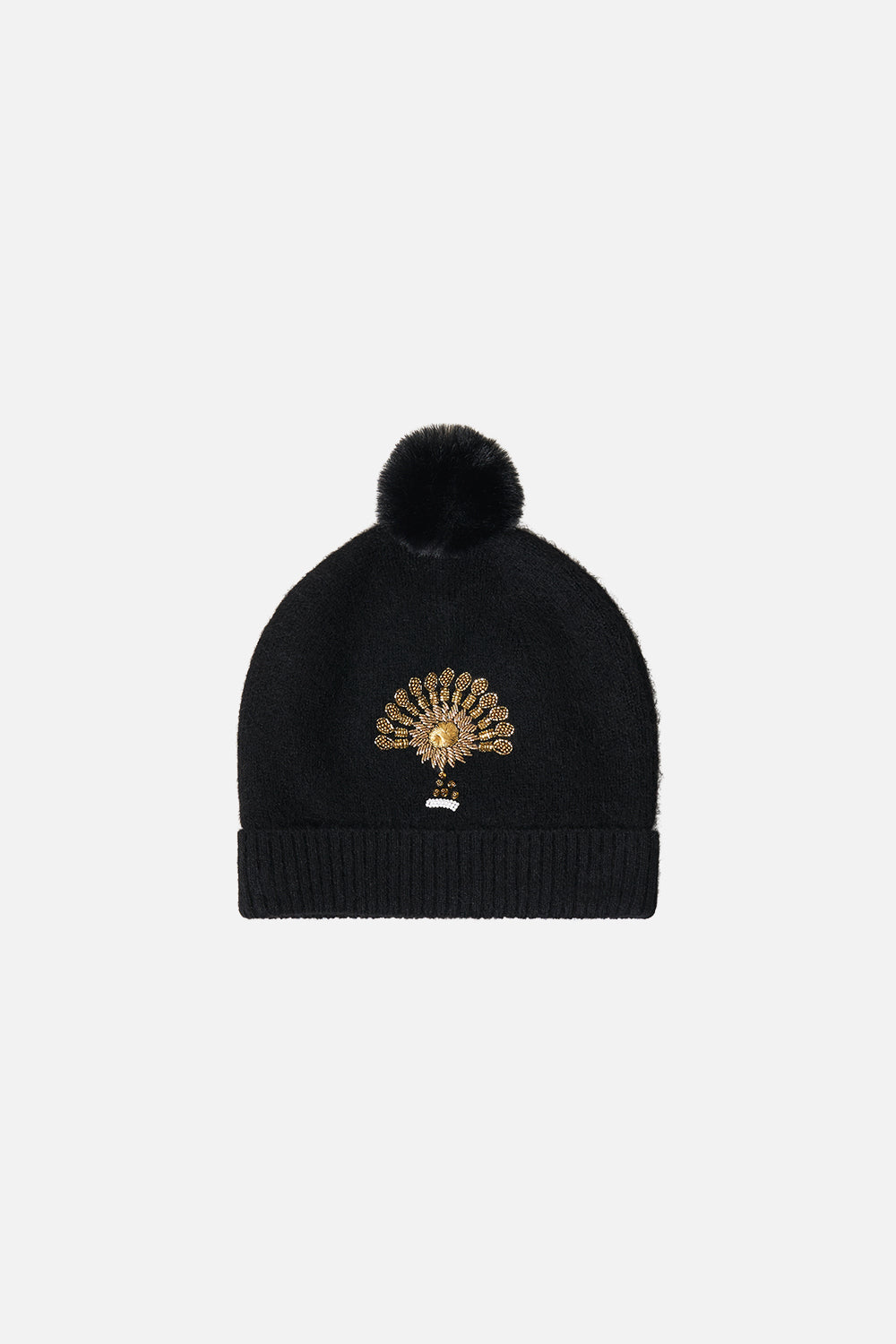 EMBELLISHED BEANIE SOLID BLACK