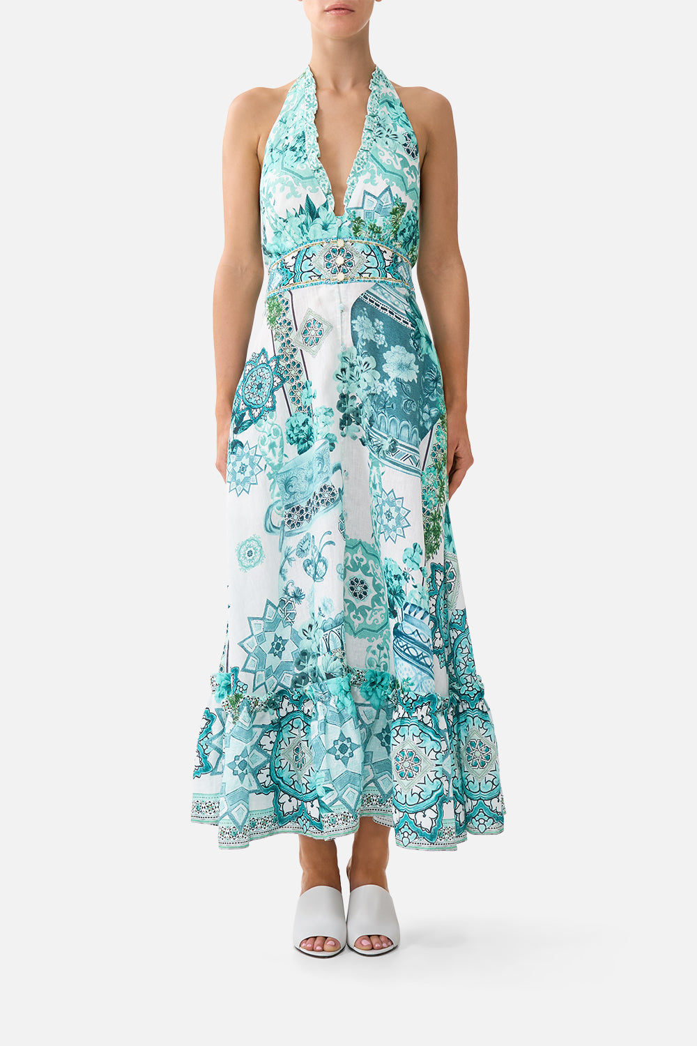 RUFFLE NECK HALTER DRESS BALEARIC BEBÉ