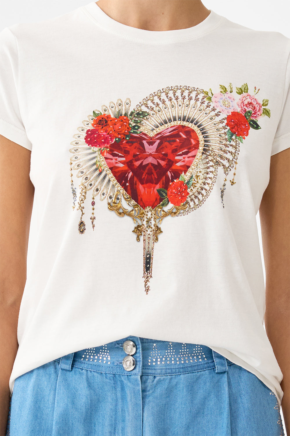 SLIM FIT ROUND NECK T-SHIRT - WHITE OLÉ OLÉ