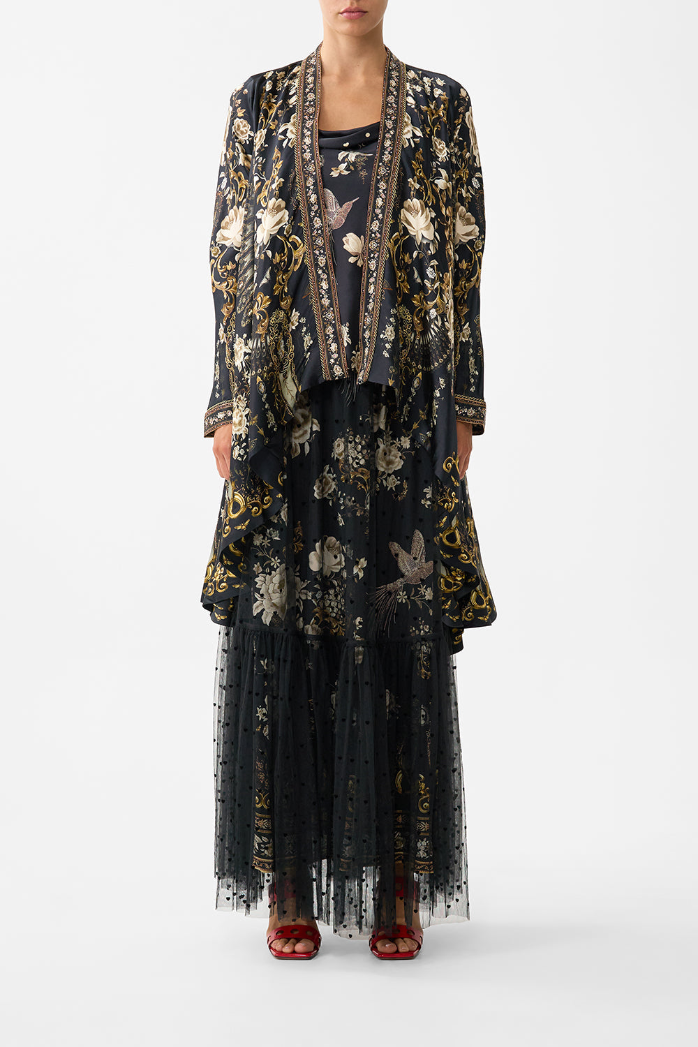 CROPPED SLEEVE LAYER WITH WAIST TIE FLAMENCO FOLKLORE