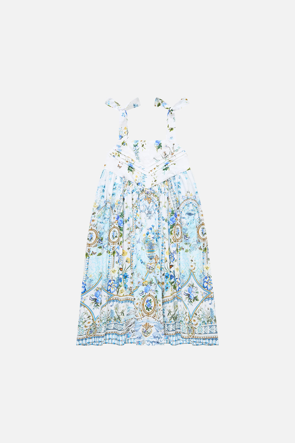 KIDS TIE STRAP MAXI DRESS WITH PINTUCKS DANDELION SKIES