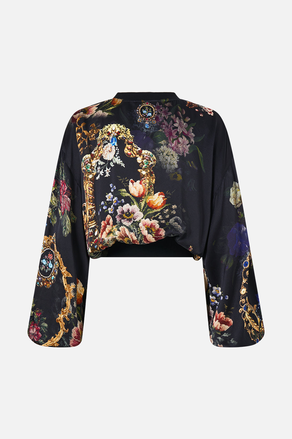 RELAXED CROPPED CREW NECK JUMPER NIGHT GARDEN
